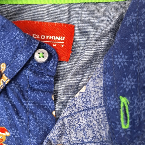 Drill Clothing Co. Large Blue Gingerbread Collared Button Down Long Sleeve Shirt - Picture 8 of 16